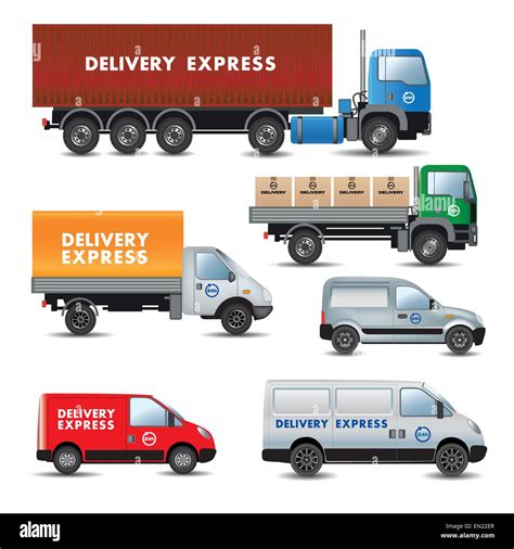 Delivery Express Set Of Delivery Cars Vector Illustration Stock