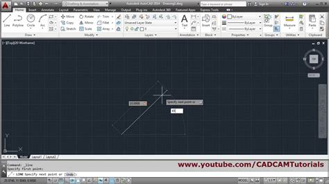 Autocad Draw Line In Degrees Minutes Seconds Youtube