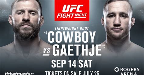 Check spelling or type a new query. Latest UFC Fight Night 158 fight card, rumors for 'Cowboy vs Gaethje' on ESPN+ on Sept. 14 in ...