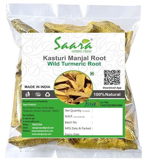 Saara Herbal Fresh Organic Kasturi Manjal G Wild Turmeric Root