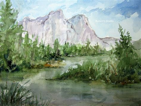 Watercolor Mountains Landscapes