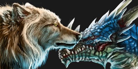 A Wolf And A Dragon By Decadia On Deviantart
