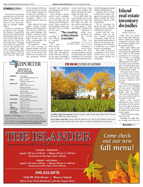 Mercer Island Reporter November 09 2011 By Sound Publishing Issuu