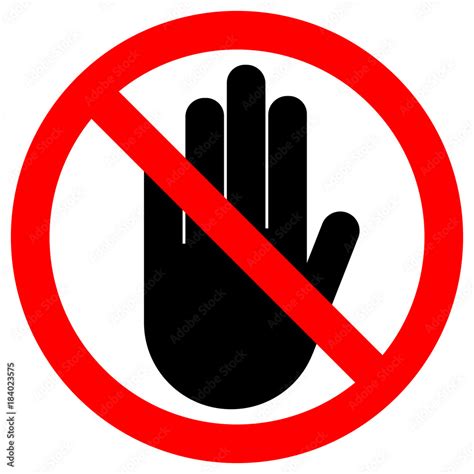 No Entry Sign Stop Palm Hand Icon In Crossed Out Red Circle Vector