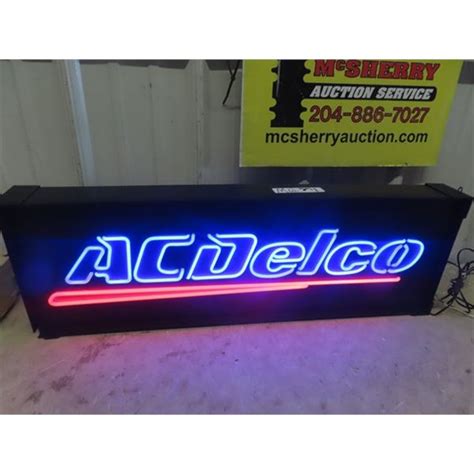 Neon Ac Delco 2 Colored Sign 10 X30