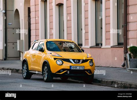 Vilnius Lithuania Eastern Europe Yellow Color Car Nissan Juke Parked