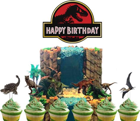 Buy Set Of Acrylic Jurassic Park Happy Birthday Cake Topper Jurassic