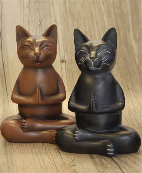 Zen Meditating Namaste Cat Statues Cat Statue Statue Meditating Cat