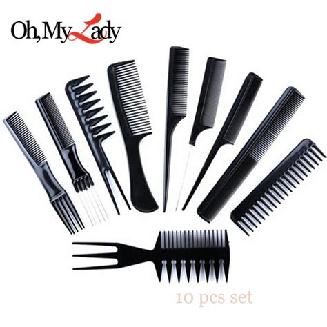 10pcs Professional Comb Set 10pcs Black Pro Salon Hair Styling Barbers