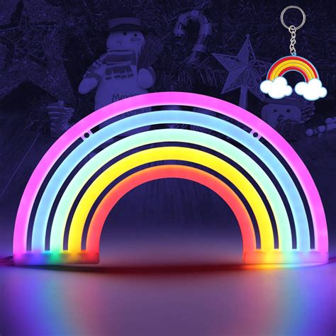 Aizesi Rainbow Night Light Rainbow Light Neon Wall Light 5 Color