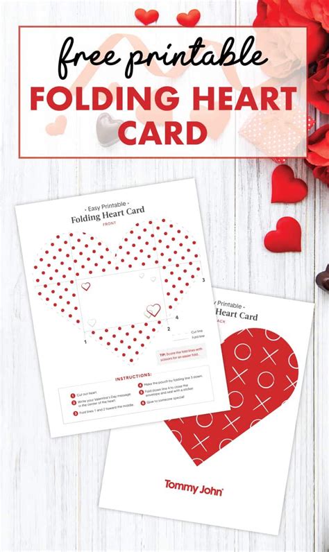 Free Printable Folding Heart Card Printable Valentines Day Cards In