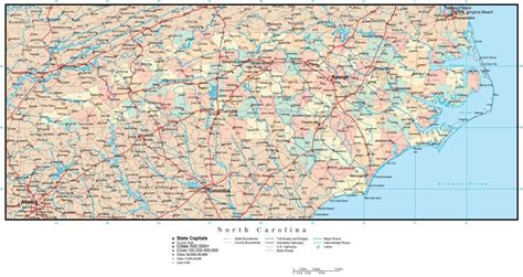 North Carolina Adobe Illustrator Map With Counties Cities
