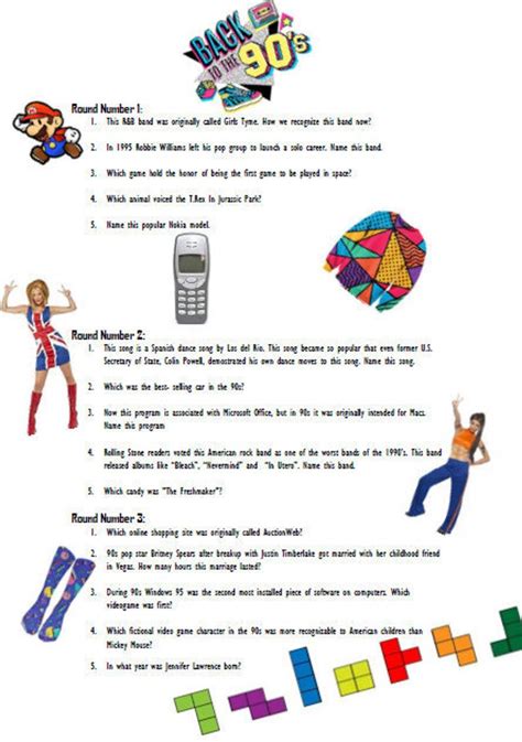 Another page of free printable trivia quiz questions and general knowledge questions for kids and teenagers in adobe pdf format. Printable 90s quiz question/answer game | Etsy