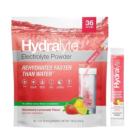 Buy Hydralyte Electrolyte Powder Packets Strawberry Lemonade