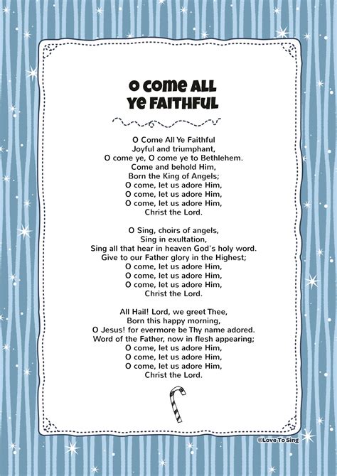 O Come All Ye Faithfull Kids Video Song With Free Lyrics And Activities