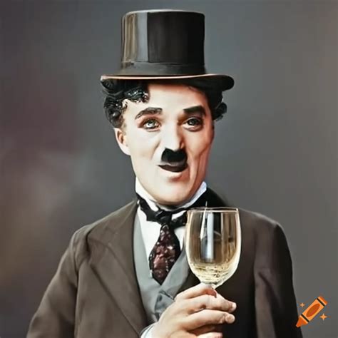 Charlie Chaplin Toasting With A Champagne Glass On Craiyon
