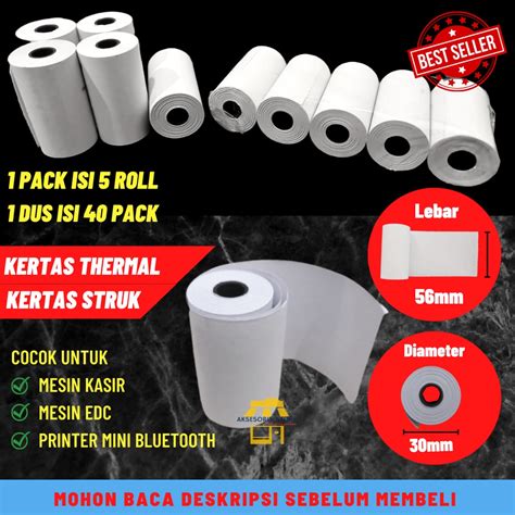 Jual Kertas Thermal X Mm Kertas Struk Kasir EDC Printer Mini Bluetooth Shopee Indonesia