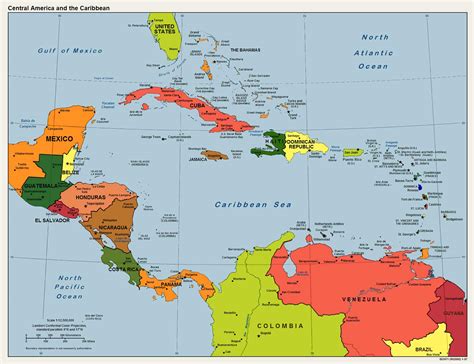 America Caribbean Political Map •