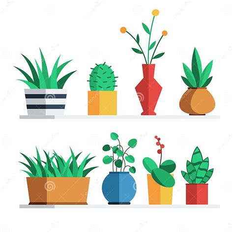 House Plants And Flowers Stock Vector Illustration Of Collection