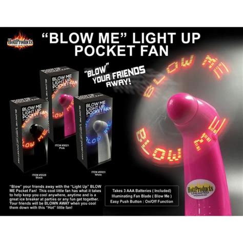 Blow Me Light Up Pocket Fan Black On Swinglifestyle