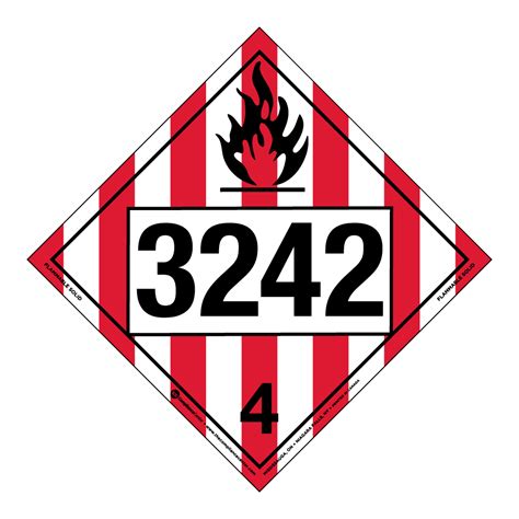 Hazard Class 4 1 Flammable Solid Tagboard Custom UN Number Placard