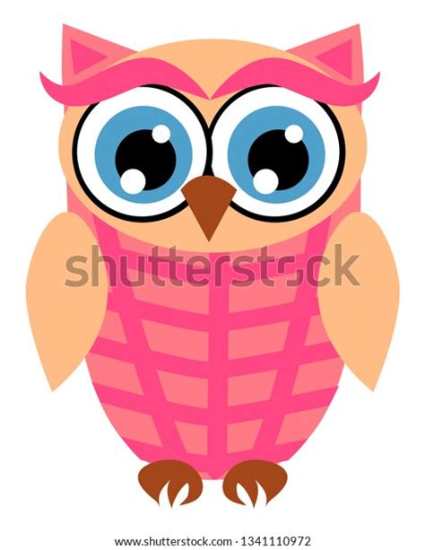 Cute Owl Big Eyes Trendy Coral Stock Vector Royalty Free 1341110972