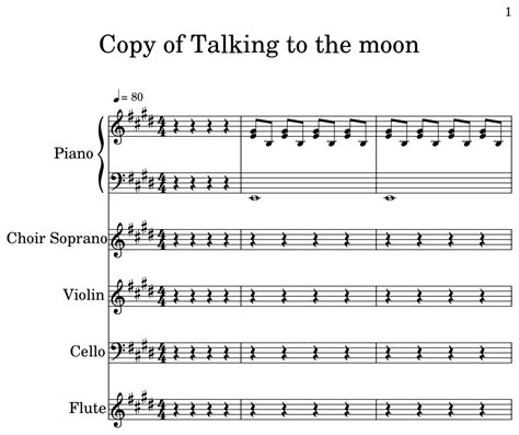 Copy Of Talking To The Moon Sheet Music For Piano Choir Tenor