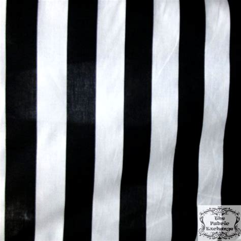 Stripe Extra Large Black White Poly Cotton 58 Inch Fabric By The Yard