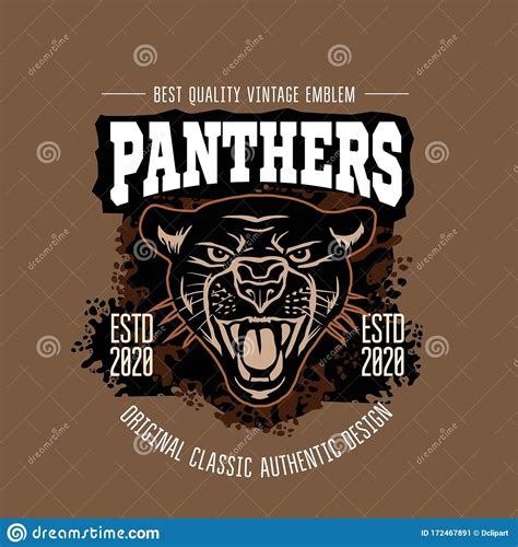 Panthers Badge Vector Vintage Emblem On Dark Stock Vector