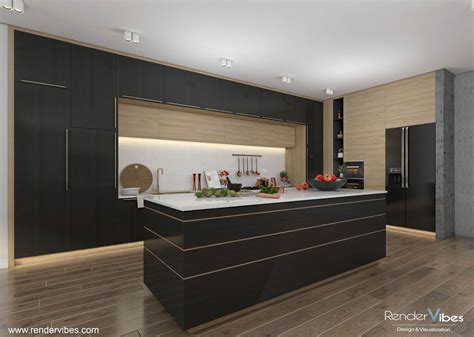 Modern Kitchen 3d Rendering Render Vibes Visualization