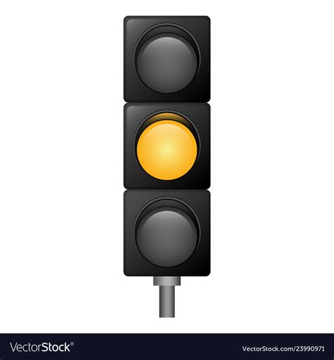 Yellow Color Traffic Lights Icon Realistic Style Vector Image
