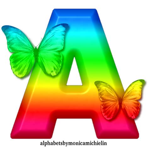 M Michielin Alphabets Arial Font Multi Colors Butterly Alphabet