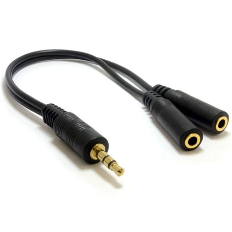 2019 Black White 35mm Jack Headphone Splitter Cable 35 Lead Gold 2