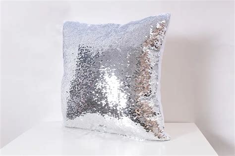 Silver Filp White Sublimation Cushion Reversible Sequins Pillow Sequin