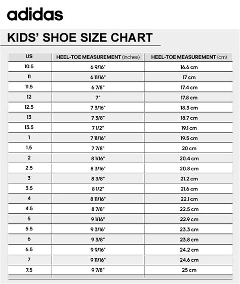 Adidas Size Chart Youth Shoes