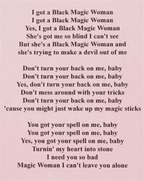 Lirik Lagu Black Magic Woman Edward Benson