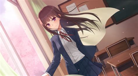 Download 2085x1154 Anime School Girl Classroom Wind