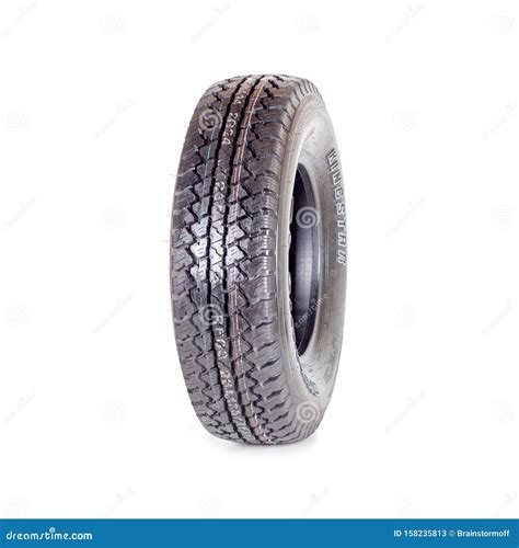 Car Tire New Tyre On White Background Isolated Close Up Editorial