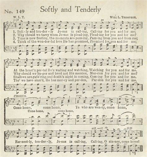 Softly And Tenderly Softly And Tenderly Hymn Sheet Music Worship Songs