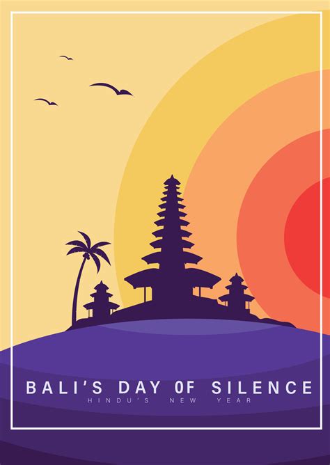 Happy Bali S Day Of Silence And Hindu New Year Vector Illustration With Pura Ulun Background