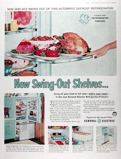 1959 General Electric Refrigerator Swing Out Shelves Vintage Ad