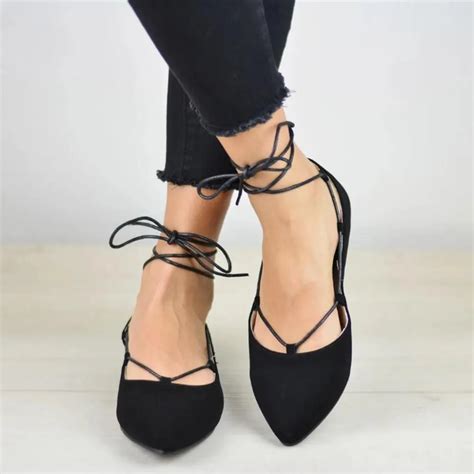 Klv High Quality New 2019 Slim Sexy Pointed Toe Flats Shoes Women Lace