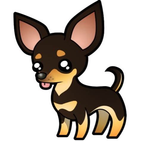 Cartoon Chihuahua Black And Tan Smooth Coat Cartoon Dog Cute