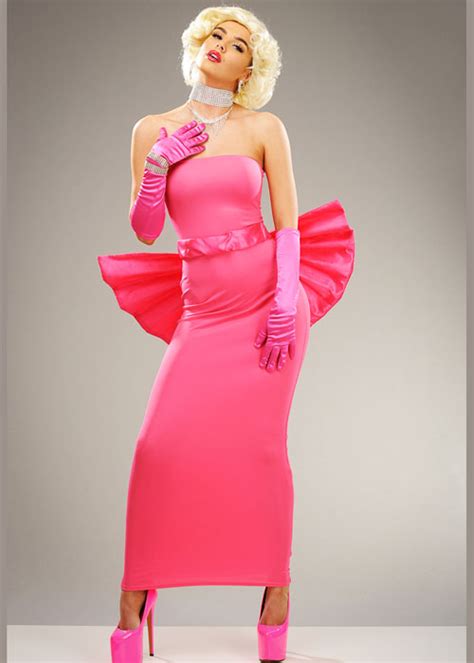 Womens Pink Marilyn Costume With Bow St531 Mm Struts Party Superstore