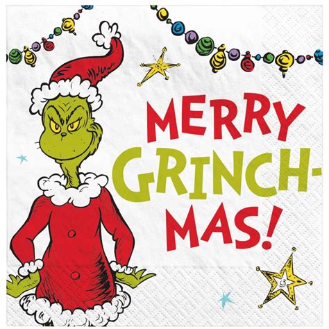 Christmas Party Supplies Beverage Napkins Dr Seuss Merry Grinchmas