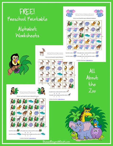 zoo themed printable alphabet worksheets
