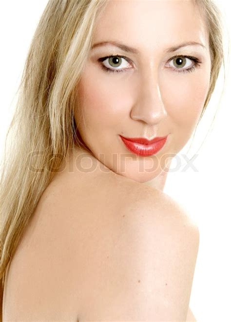 Fresh Faced Beautiful Woman With Green Stock Photo