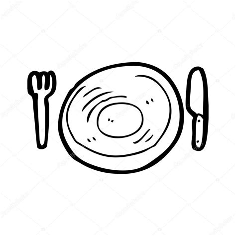Couverts ligne art fourchette dessin livre de coloriage, fourchette, assiette, fourchette png. Assiette vide — Image vectorielle #20289603