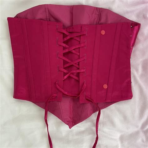 Hot Pink Corset And Mini Skirt Coord Set Never Worn Depop