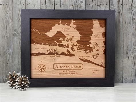 Custom Wood Lake Map Personalized Wood Lake Map Wood Anniversary